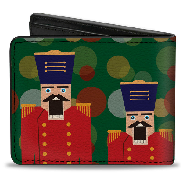 Buckle-Down Bi-Fold Wallet - Christmas Nutcracker Polka Dots Greens Gold Red