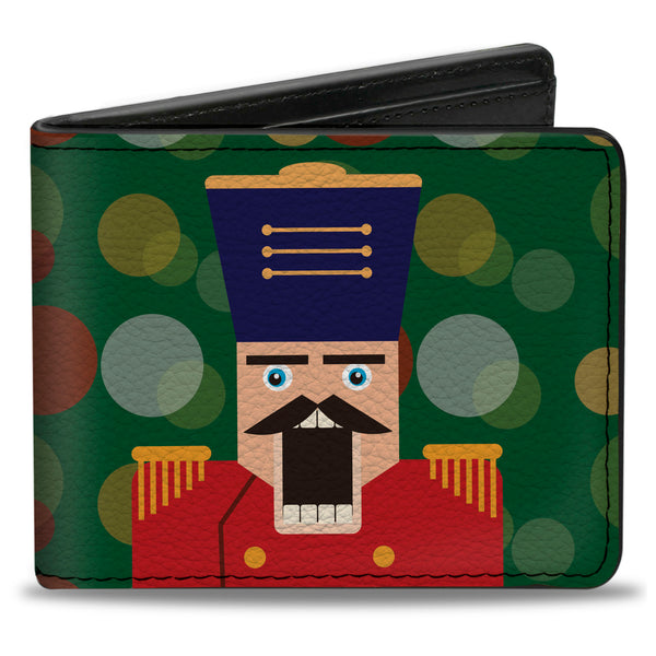 Buckle-Down Bi-Fold Wallet - Christmas Nutcracker Polka Dots Greens Gold Red
