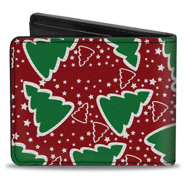 Buckle-Down Bi-Fold Wallet - Christmas Trees Stars Red White Green