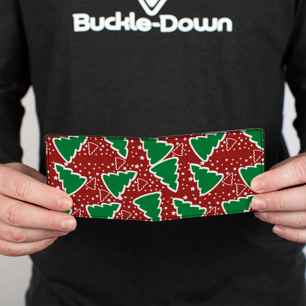 Buckle-Down Bi-Fold Wallet - Christmas Trees Stars Red White Green