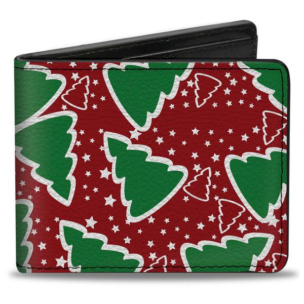 Buckle-Down Bi-Fold Wallet - Christmas Trees Stars Red White Green