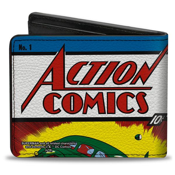 Buckle-Down Bi-Fold Wallet - Classic ACTION COMICS Issue #1 Superman Lifting Car Cover Pose