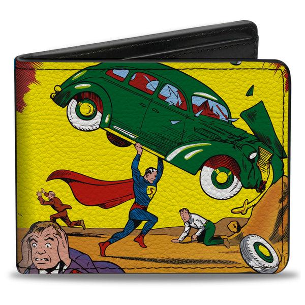 Buckle-Down Bi-Fold Wallet - Classic ACTION COMICS Issue #1 Superman Lifting Car Cover Pose