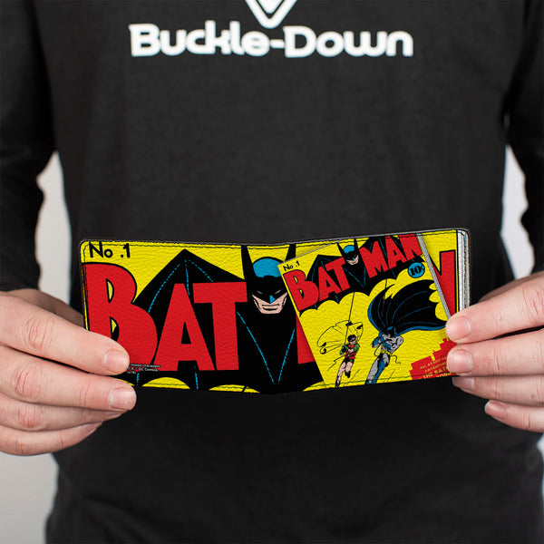 Buckle-Down Bi-Fold Wallet - Classic BATMAN Issue #1 Robin & Batman Logo CLOSE-UP Cover Pose