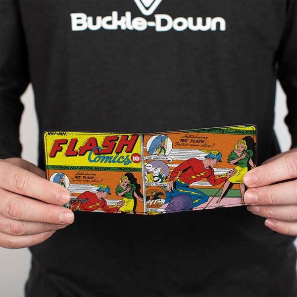 Buckle-Down Bi-Fold Wallet - Classic FLASH COMICS Issue #1 Introducing Flash Cover Pose