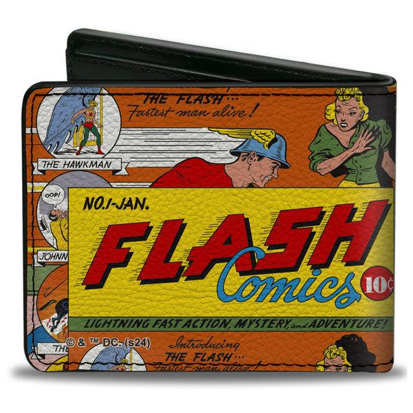 Buckle-Down Bi-Fold Wallet - Classic Introducing The Flash Comic Book Panels Collage