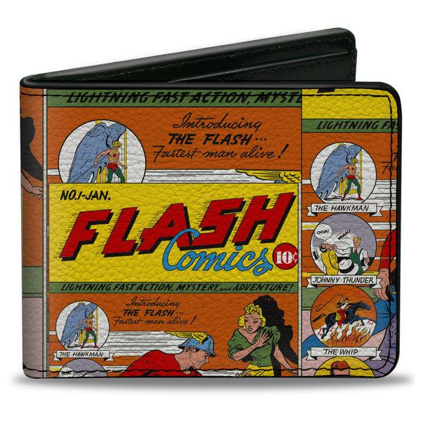 Buckle-Down Bi-Fold Wallet - Classic Introducing the Flash Comic Book Panels Collage