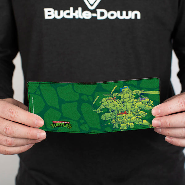 Buckle-Down Bi-Fold Wallet - Classic Teenage Mutant Ninja Turtles Battle Pose Turtle Shell Green