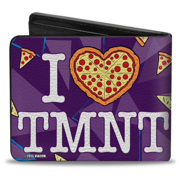 Buckle-Down Bi-Fold Wallet - Classic TMNT Faces + I "PIZZA-HEART" TMNT Purple Pizza