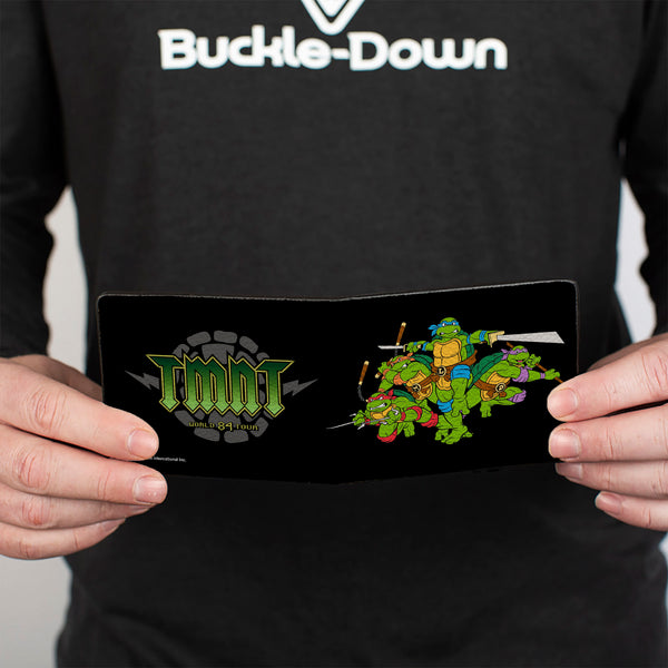 Buckle-Down Bi-Fold Wallet - Classic TMNT Group Pose + TMNT WORLD TOUR 84 Black Green