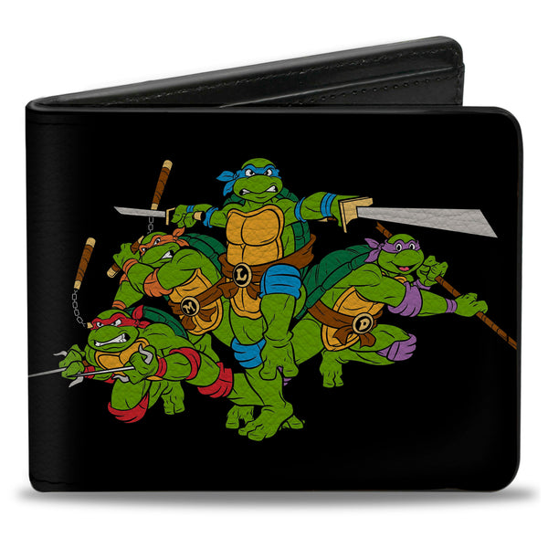 Buckle-Down Bi-Fold Wallet - Classic TMNT Group Pose + TMNT WORLD TOUR 84 Black Green