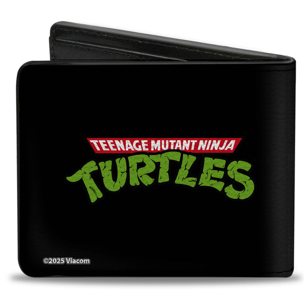 Buckle-Down Bi-Fold Wallet - Classic TMNT Leonardo Crossed Katana Dark Pose Black/Grays