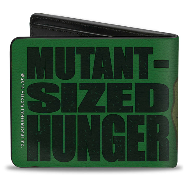 Buckle-Down Bi-Fold Wallet - Classic TMNT Ninja Turtles Pizza Party + MUTANT SIZED HUNGER Green Black