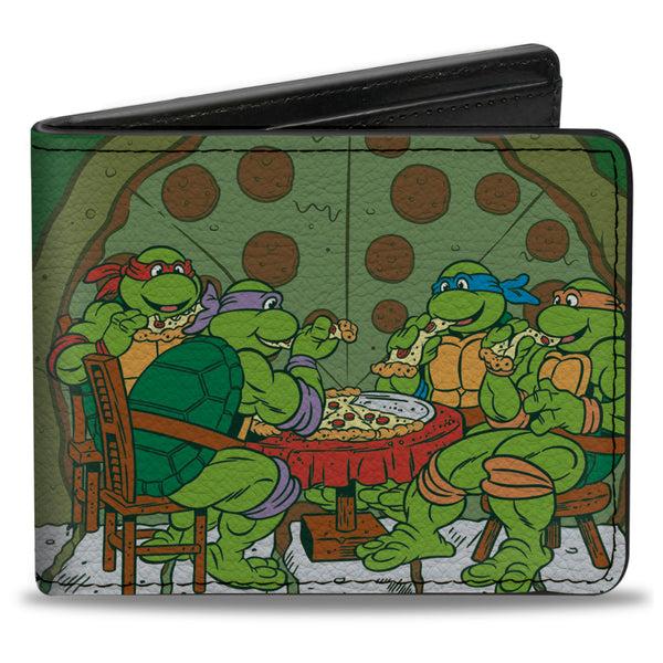 Buckle-Down Bi-Fold Wallet - Classic TMNT Ninja Turtles Pizza Party + MUTANT SIZED HUNGER Green Black