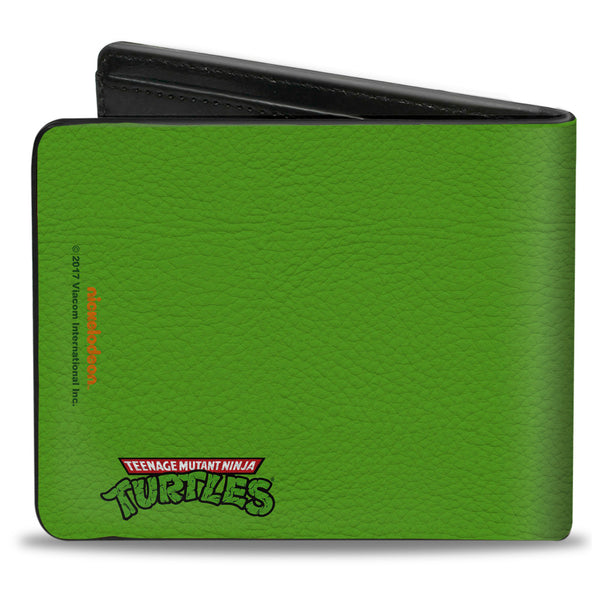 Buckle-Down Bi-Fold Wallet - Classic TMNT Raphael Face CLOSE-UP Green Red