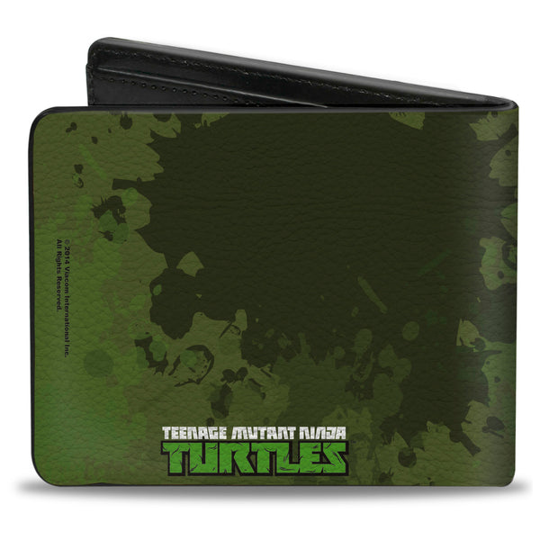 Buckle-Down Bi-Fold Wallet - Classic TMNT Turtles Battle Pose9 + TEENAGE MUTANT NINJA TURTLES Logo Splatter Greens