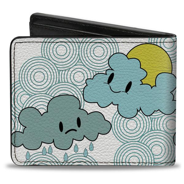 Buckle-Down Bi-Fold Wallet - Cloudy Skies Rain Clouds White Blues
