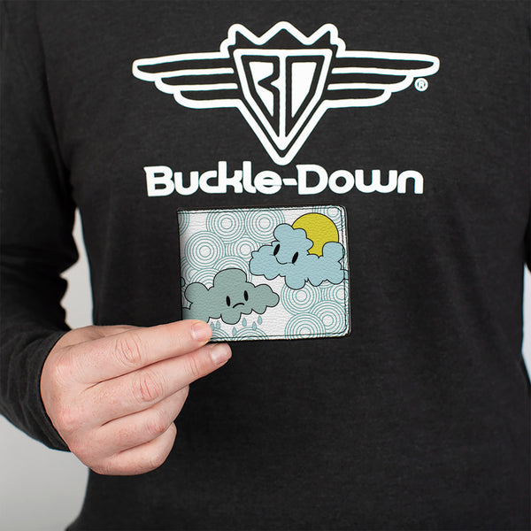 Buckle-Down Bi-Fold Wallet - Cloudy Skies Rain Clouds White Blues