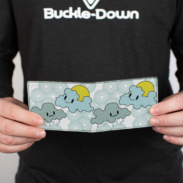 Buckle-Down Bi-Fold Wallet - Cloudy Skies Rain Clouds White Blues