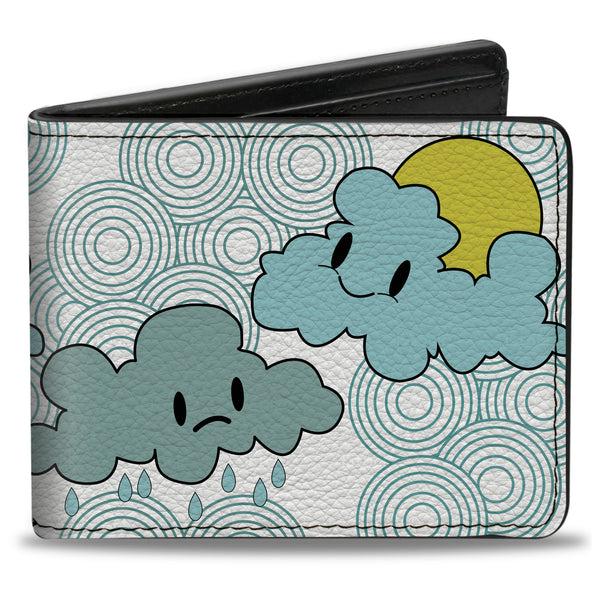Buckle-Down Bi-Fold Wallet - Cloudy Skies Rain Clouds White Blues