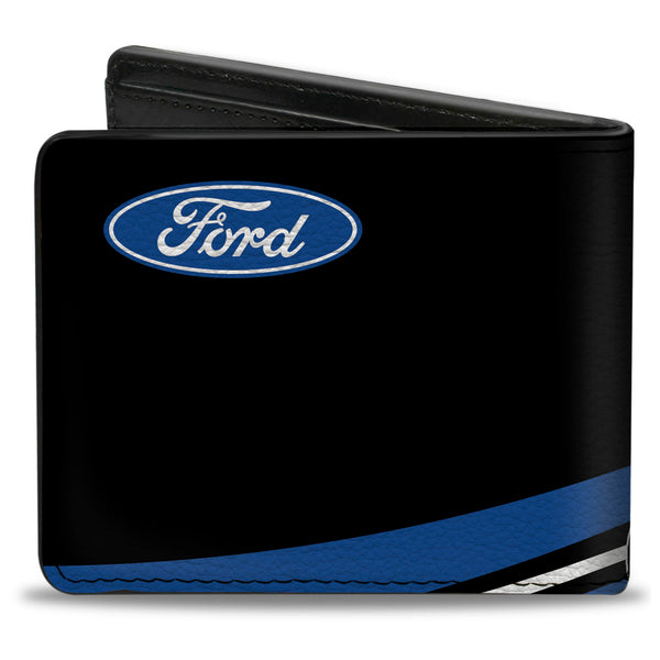 Buckle-Down Bi-Fold Wallet - COBRA JET Logo + FORD Oval Black Blue White Red