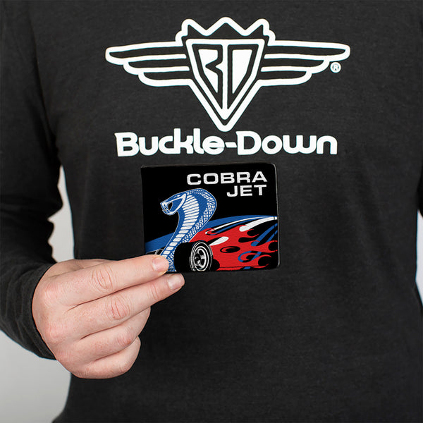 Buckle-Down Bi-Fold Wallet - COBRA JET Logo + FORD Oval Black Blue White Red