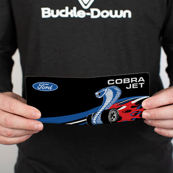 Buckle-Down Bi-Fold Wallet - COBRA JET Logo + FORD Oval Black Blue White Red