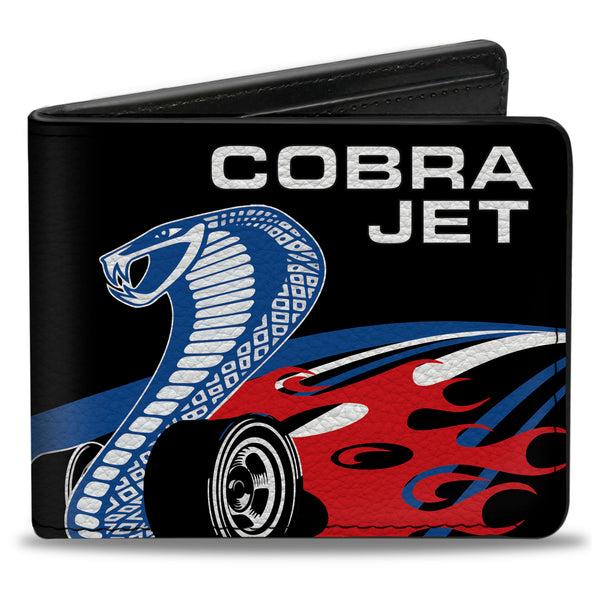 Buckle-Down Bi-Fold Wallet - COBRA JET Logo + FORD Oval Black Blue White Red