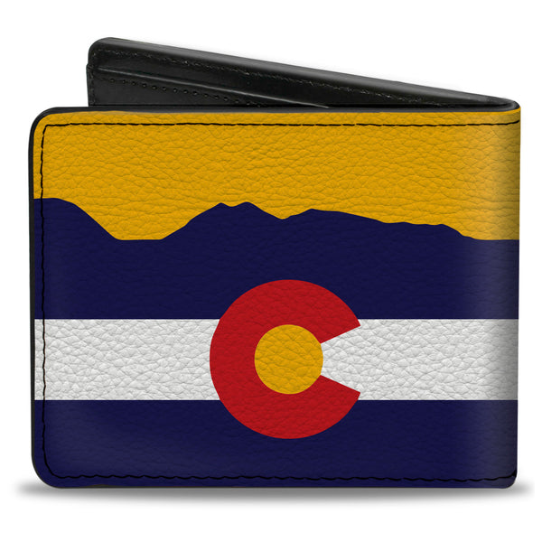 Buckle-Down Bi-Fold Wallet - Colorado Flag Mountain Silhouette Yellow