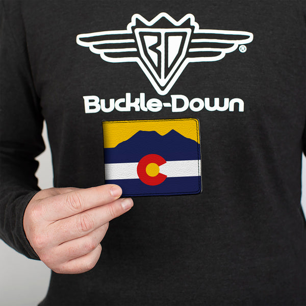 Buckle-Down Bi-Fold Wallet - Colorado Flag Mountain Silhouette Yellow