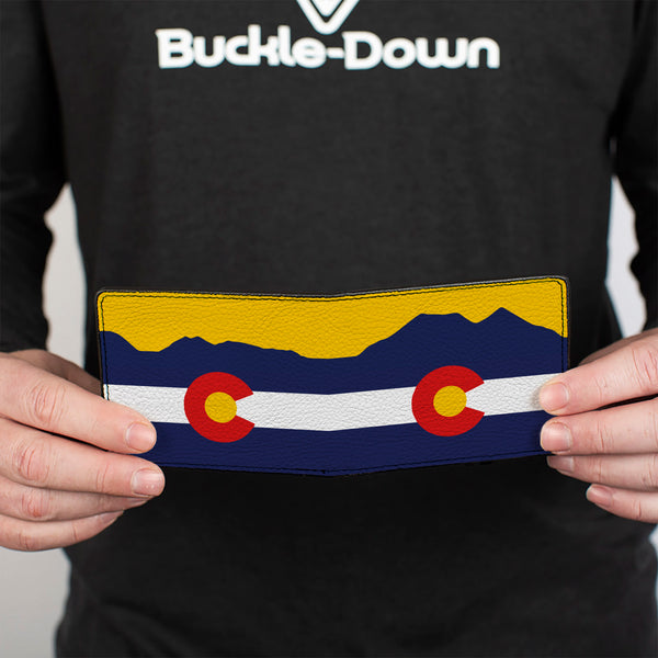 Buckle-Down Bi-Fold Wallet - Colorado Flag Mountain Silhouette Yellow