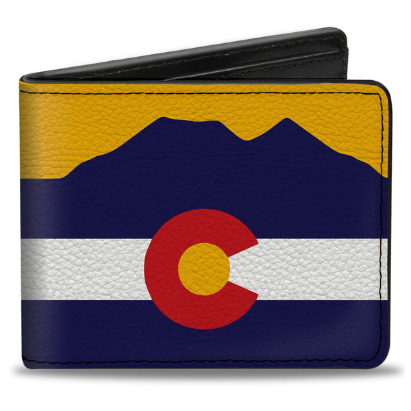 Buckle-Down Bi-Fold Wallet - Colorado Flag Mountain Silhouette Yellow