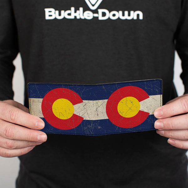 Buckle-Down Bi-Fold Wallet - Colorado Flags2 Repeat Vintage
