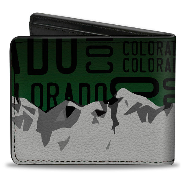 Buckle-Down Bi-Fold Wallet - Colorado Mountains Green Black Text Grays