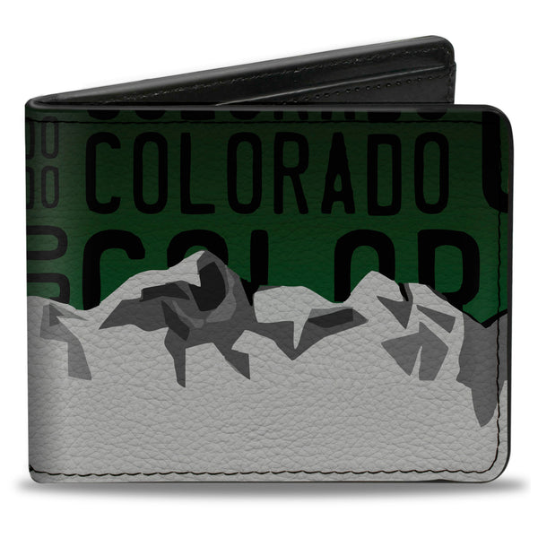 Buckle-Down Bi-Fold Wallet - Colorado Mountains Green Black Text Grays