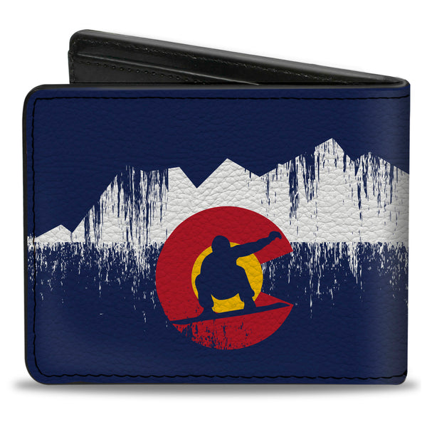Buckle-Down Bi-Fold Wallet - Colorado Snowboarder Snowy Mountains Weathered