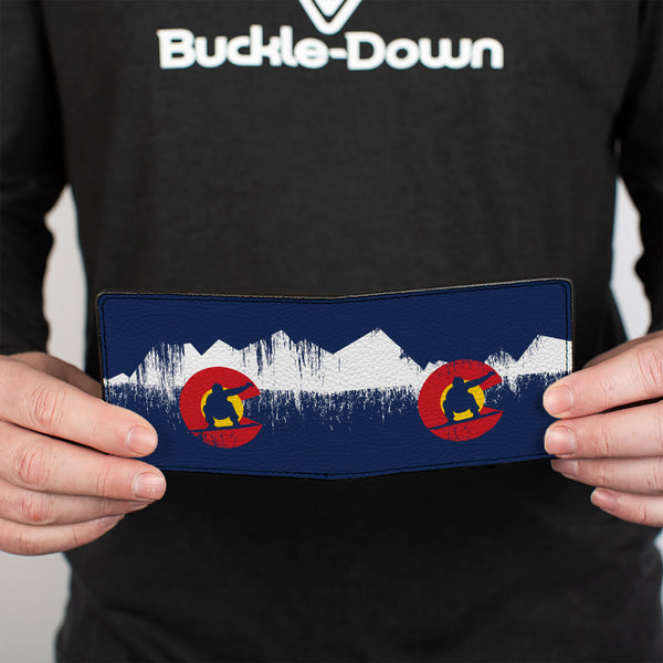 Buckle-Down Bi-Fold Wallet - Colorado Snowboarder Snowy Mountains Weathered