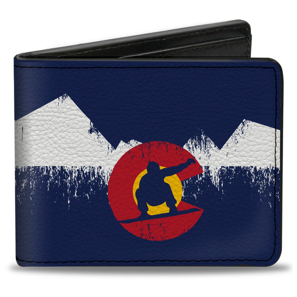 Buckle-Down Bi-Fold Wallet - Colorado Snowboarder Snowy Mountains Weathered