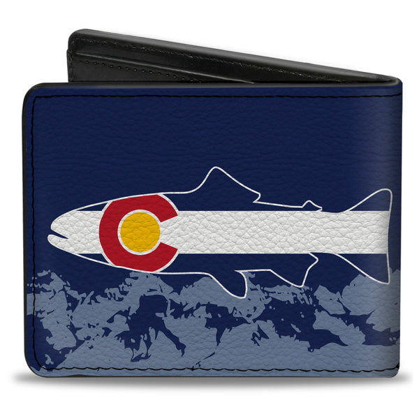 Buckle-Down Bi-Fold Wallet - Colorado Trout Flag Blue White Red Yellow