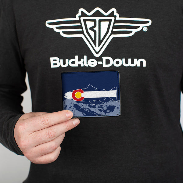 Buckle-Down Bi-Fold Wallet - Colorado Trout Flag Blue White Red Yellow