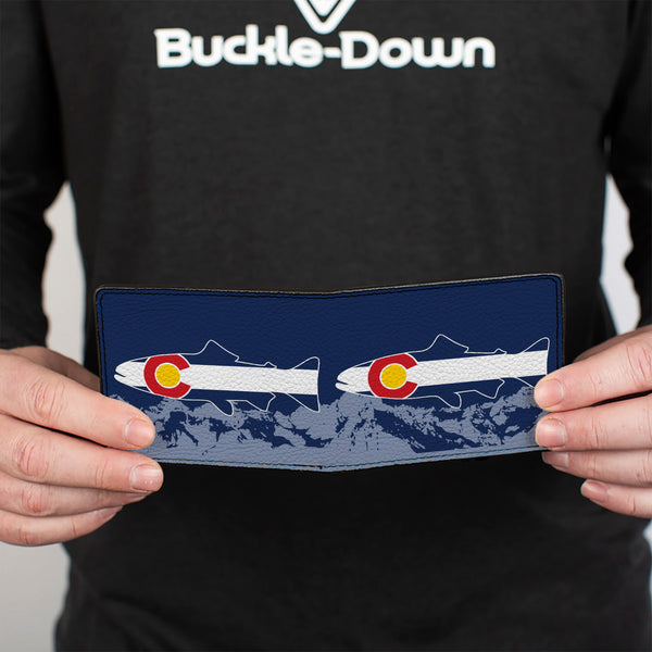 Buckle-Down Bi-Fold Wallet - Colorado Trout Flag Blue White Red Yellow