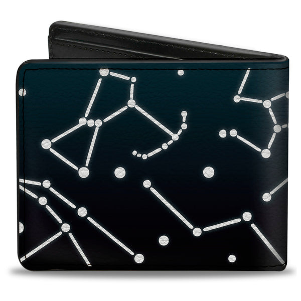 Buckle-Down Bi-Fold Wallet - Constellations Scattered Midnight Blue White
