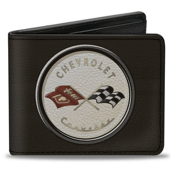 Buckle-Down Bi-Fold Wallet - CORVETTE '56 SS Bumper + Corvette C1 Emblem Grays