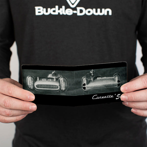 Buckle-Down Bi-Fold Wallet - CORVETTE '56 SS Bumper + Grill Black Grays White