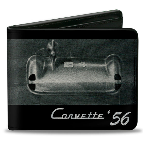 Buckle-Down Bi-Fold Wallet - CORVETTE '56 SS Bumper + Grill Black Grays White