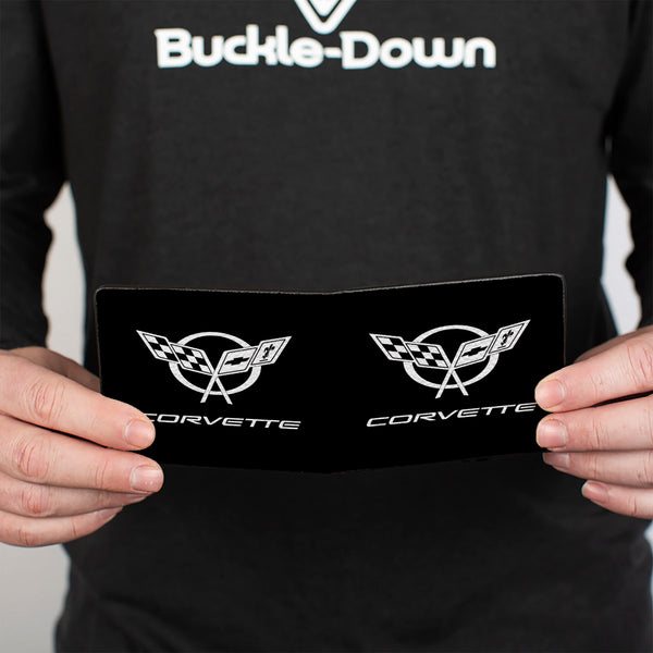 Buckle-Down Bi-Fold Wallet - Corvette Black Silver CENTERED