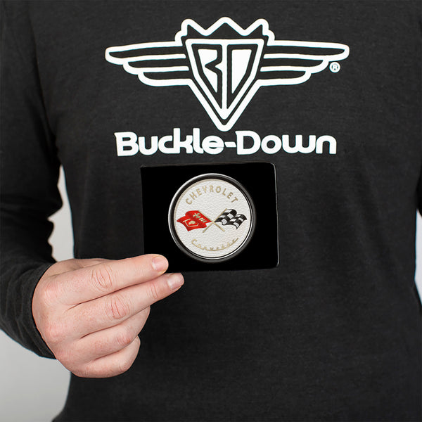 Buckle-Down Bi-Fold Wallet - Corvette C1 Flags Emblem Black