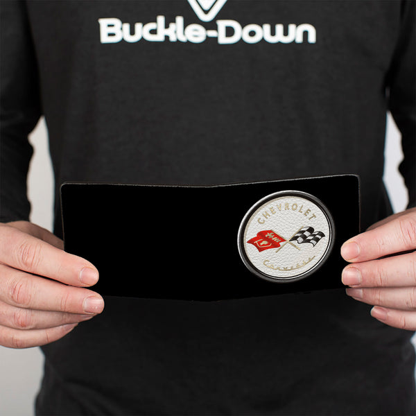 Buckle-Down Bi-Fold Wallet - Corvette C1 Flags Emblem Black