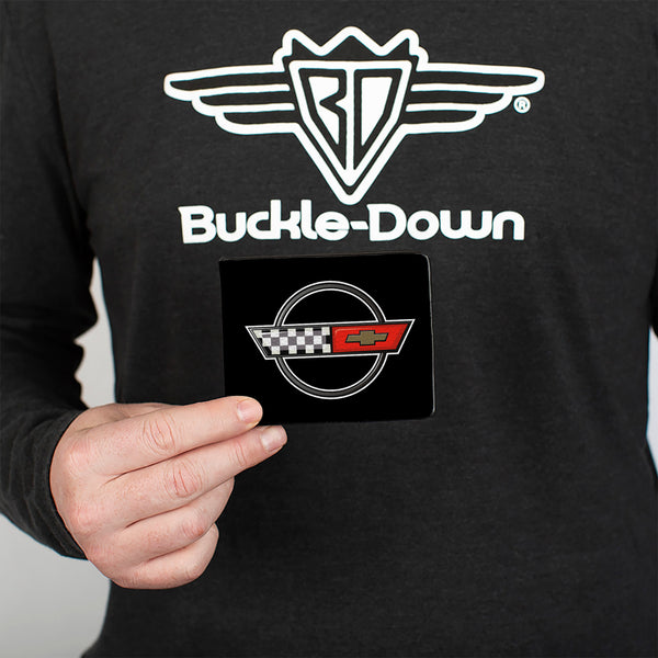 Buckle-Down Bi-Fold Wallet - Corvette C4 Checker Bowtie Logo Black