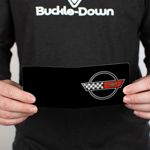 Buckle-Down Bi-Fold Wallet - Corvette C4 Checker Bowtie Logo Black